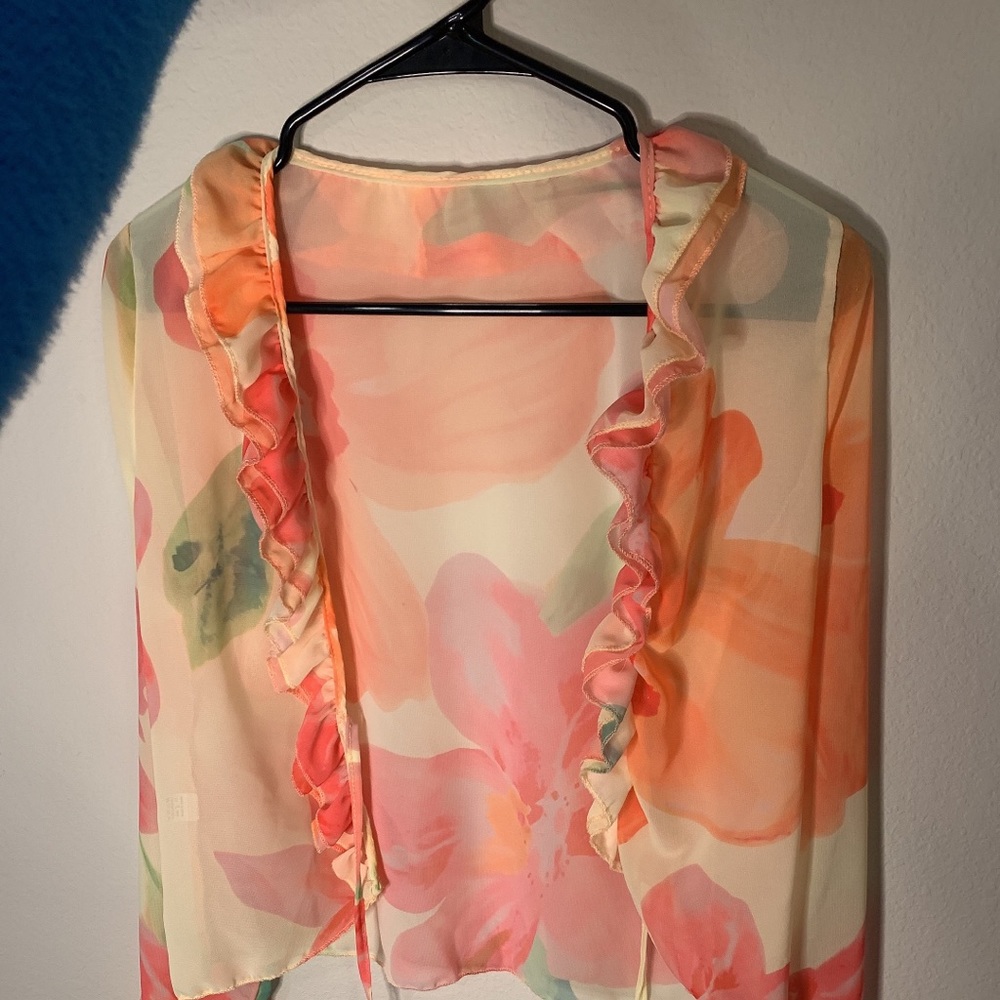 Flower pattern sheer blouse